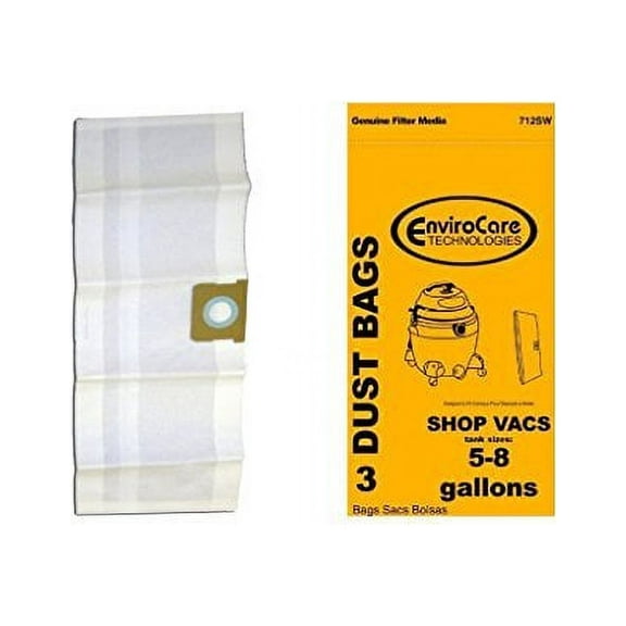 Vacuum Cleaner Bags Compatible with Shop Vac Paper Bags-3PK-Fits All Tank Sizes 5-8 GALLON REPLA