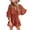 Brick Red, variant on Womens Drawstring Waisted Shorts Jumpsuit V Neck Ruffle Layered Beach Romper