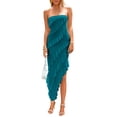thumbnail image 1 of Vestido PRETTYGARDEN sin tirantes con volantes asimétricos azul lago M, 1 of 8