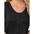 thumbnail image 5 of DARING DIVA Women's Button Up Short Sleeve Sleepdress Crewneck Night Dress L Black, 5 of 7