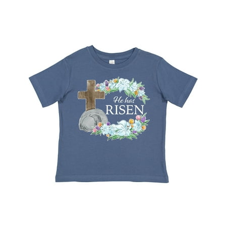 

Inktastic Easter He Has Risen with Cross and Flowers Gift Toddler Boy or Toddler Girl T-Shirt