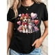 thumbnail image 1 of Una camiseta informal de cuello redondo para mujer para el Día de San Valentín con un lindo diseño de un cachorro y un gatito enamorados de burbujas, corte regular, tejido de punto ligeramente elástic, 1 of 6