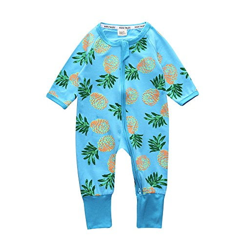 Kids Tales "Ananas à Pied Fermeture Éclair Pyjama Couchette Coton Romper(Taille 4-24M) Bleu