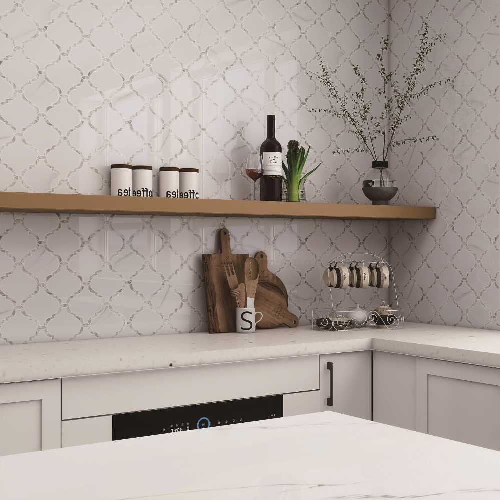 The Tile Life Tahitian Pearl Lantern 14" x 14.5" White Glass Mosaic Tile, 1 Sheet