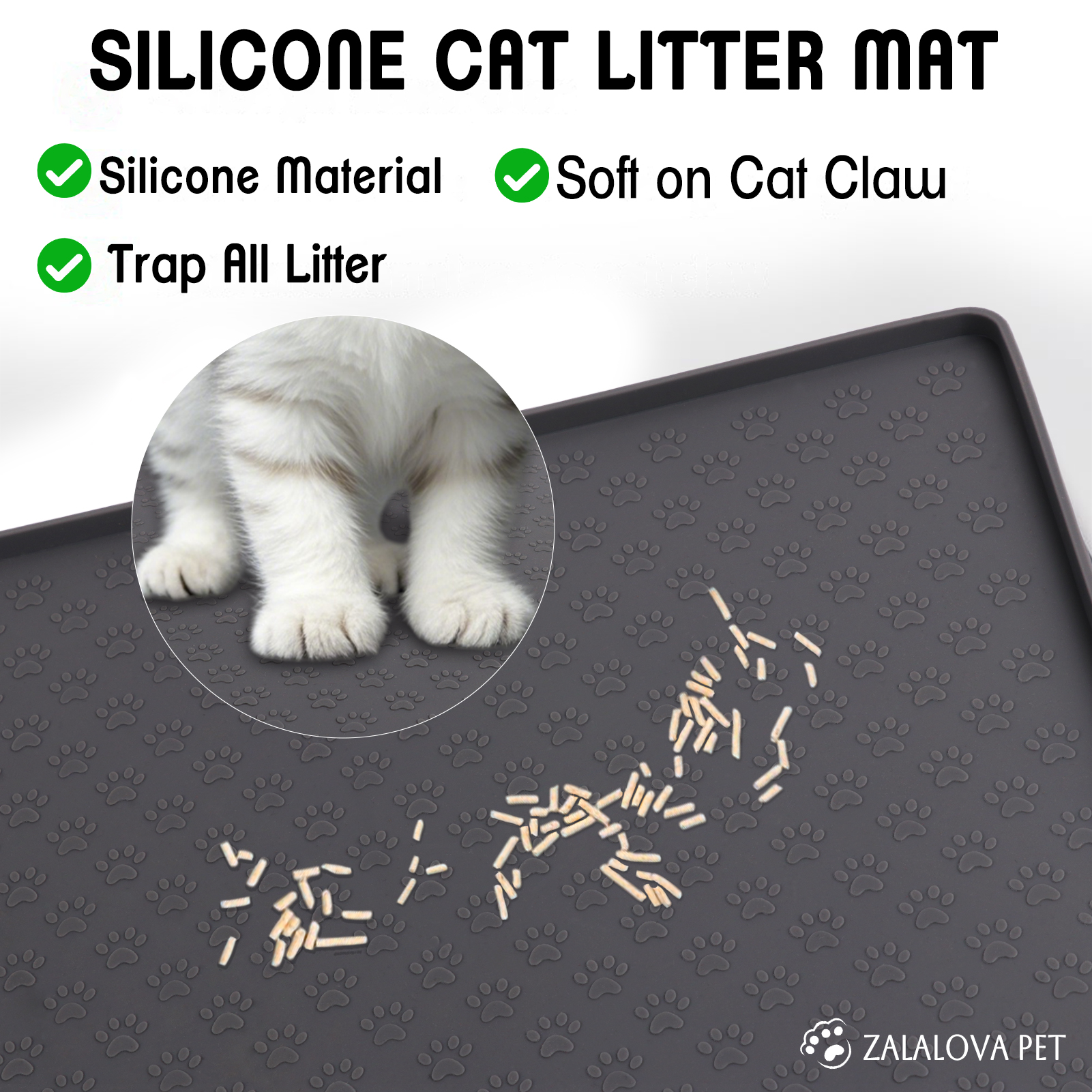 Zalalova 32" x 24" Silicone Cat Litter Mat, Waterproof photo 4