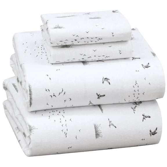 RUVANTI Flannel Sheets Queen Size - 100% Cotton Double Brushed Bed Sheets, Deep Pockets 16 Inches Queen Sheet Set, All Seasons Breathable & Extra Soft - Warm & Cozy, 4 Piece, Sky Ballet