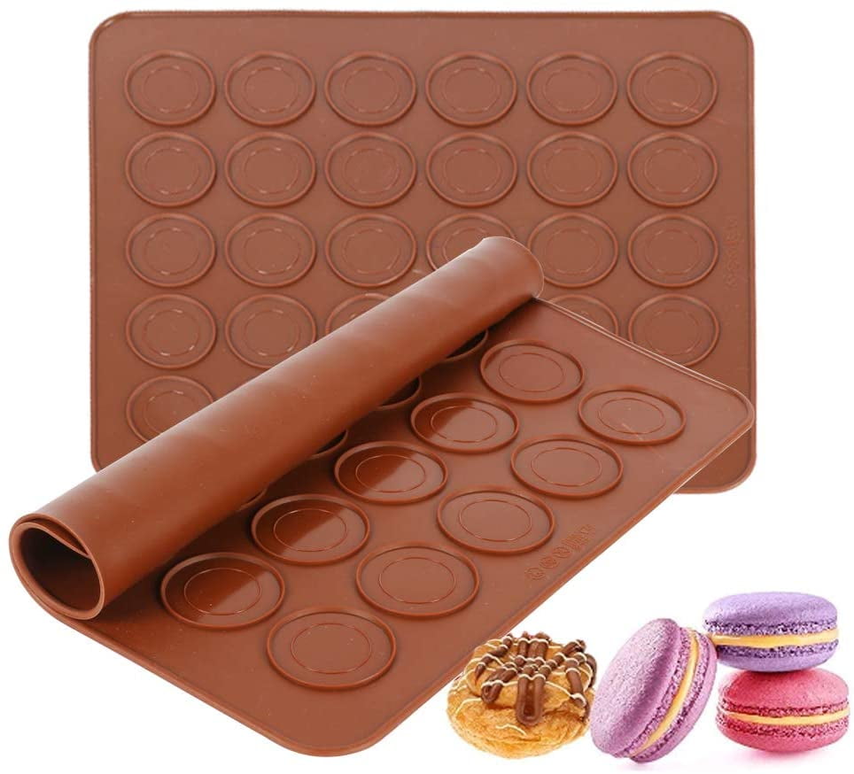 for Macaroon Cookie 16.5x11.02 Non-stick silicon baking mat and 7 tong with silicon heads Bun Bread. Toaster oven liner Half baking sheet Pastry 