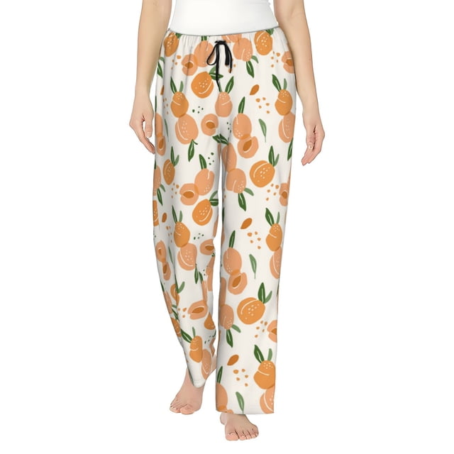 Fotbe Peaches Pantalones de Pijama para Mujer, Pantalones de Dormir, Pantalones Pj con Cordón y Bolsillos-Large