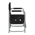 BizChair Folding Black Director's Camping Chair with Side Table and Cup