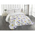 thumbnail image 2 of Ambesonne Floral Quilted Bedspread Set 3 Pcs, Blossoming Wild Flowers, King Size, White Yellow Purple, 2 of 4