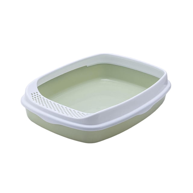 Caja de arena para gatos Pet Bandeja de arena 46x35x10.5cm Base extraíble resistente contra salpicaduras Verde claro jinwen Bandeja de arena para gatos