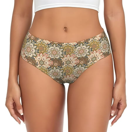 Womens Underwear - Mandala flower No Show Seamless Underwear for Women  Soft Stretch Womens Panties  Hipster Ladies Panties Bikini Underwear Briefs