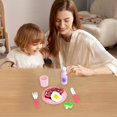 thumbnail image 4 of Puntoco Juego de cocina de madera con comida occidental para niños, juego de simulación con huevos, filetes y utensilios para juegos de rol y aprendizaje temprano, 4 of 5
