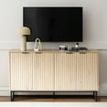 thumbnail image 5 of EYYTHUNG Modern Accent Fluted Sideboard Buffet Cabinet, Boho Chic Storage Credenza with Adjustable Shelves, Bar Cabinet, Light Oak, 5 of 7