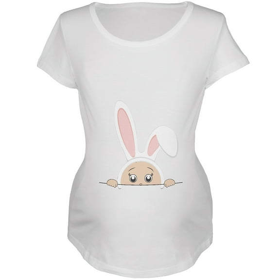 Easter - Peeking Baby White Maternity Soft T-Shirt