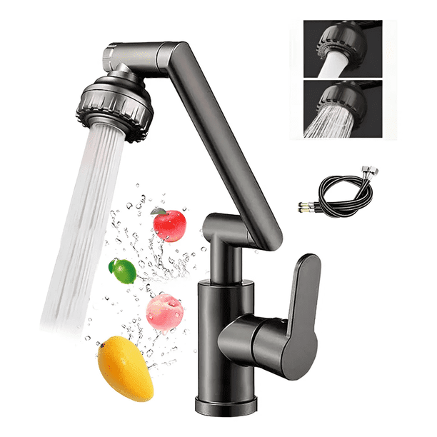 Grifo Abs Cocina Acero Inoxidable Mezcladora Fregadero 1080° Xtellar Gris Oscuro Cromado