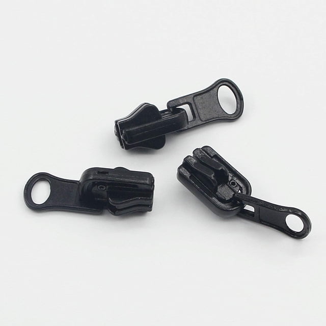 Leekayer 10 piezas n.° 5 deslizadores de cremallera negros, reparación de cremalleras de plástico, reemplazo de cremalleras para bolsas de papelería, cremalleras de chaquetas de plástico Leekayer