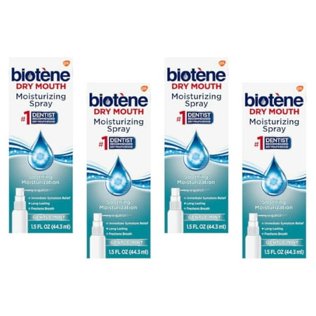4 Pack Biotene Dry Mouth Moisturizing Mouth Spray 1.5 oz Each Gentle Mint