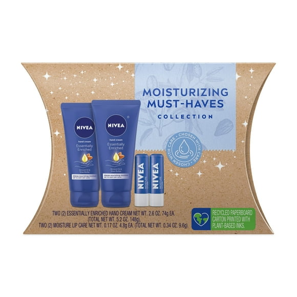 Set de cuidado de la piel Nivea Essentially Enriched Hand Cream 75 ml x2 + bálsamo labial x2