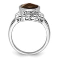 thumbnail image 2 of Auriga Fine Jewelry 925 Sterling Silver Rhodium Oval Checker-Cut Smoky Quartz Ring for Women Size- 7, 2 of 6