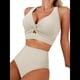 thumbnail image 2 of Conjuntos de Bikini Texturizados para Mujer, Trajes de Baño con Parte Superior y Cintura Alta. Crema M, 2 of 8