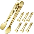 thumbnail image 1 of HINMAY 6 pinzas para servir mini pinzas pequeñas de 4 pulgadas para cubos de azúcar rosa (doradas), 1 of 5