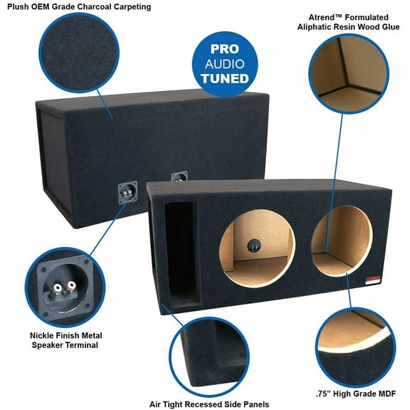 Atrend - 12DQVDD Dual 12" Vented Enclosure Certified for Digital Desgins 500, 1000, 1500, 2500 & 3500 Series Subwoofers