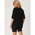 thumbnail image 3 of DARING DIVA Women's Ribbed Knit Tracksuit Sweatshirt Set Shorts Sleepwear Black XL, 3 of 6