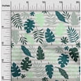 thumbnail image 1 of oneOone Viscose Chiffon Dark Teal Green Fabric Stripe & Leaves Block Dress Material Fabric Print Fabric By The Yard 42 Inch Wide, 1 of 4