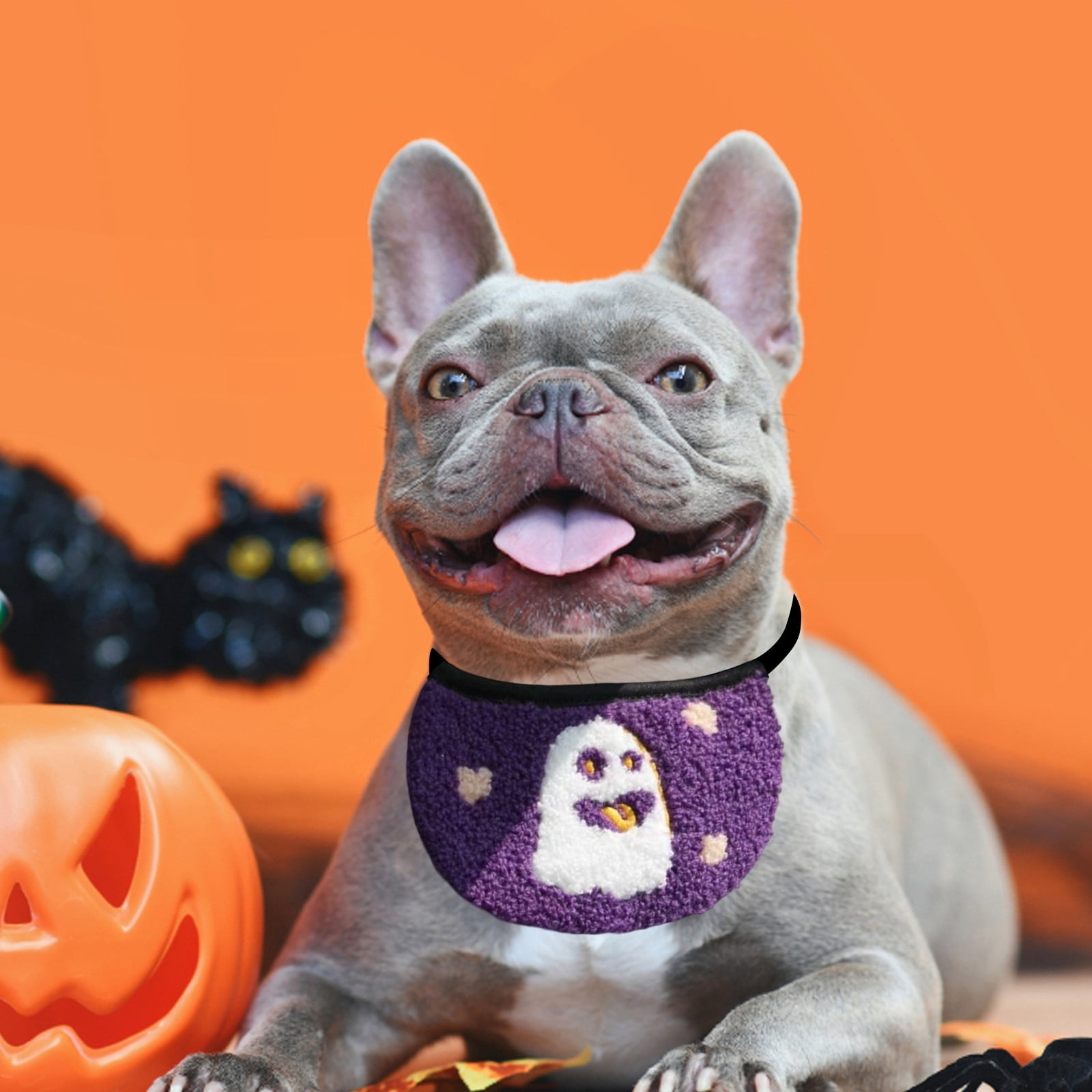 30-Pack Halloween Dog Bandanas - Reversible Skull/Ghost Designs, Adjustable For Large Dogs & Cats - View #2