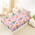 thumbnail image 4 of Erosebridal Cute Dinosaur Wild Dino Twin Sheet Sets For Girl Kids,Outer Space Planet Rocket Bedding,Pink White 3 Pieces, 4 of 6