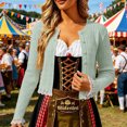thumbnail image 2 of HCYSFG Womens Crochet Cardigan V Neck Button Front Long Sleeve Hollow Out Cropped Fit Knit Sweater Oktoberfest Layering Tops, 2 of 6