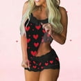 thumbnail image 4 of yievot Valentines Pajamas for Women Cami Pjs Valentine Day Sleepwear Heart Print Tops and Shorts Set Loungewear, 4 of 6