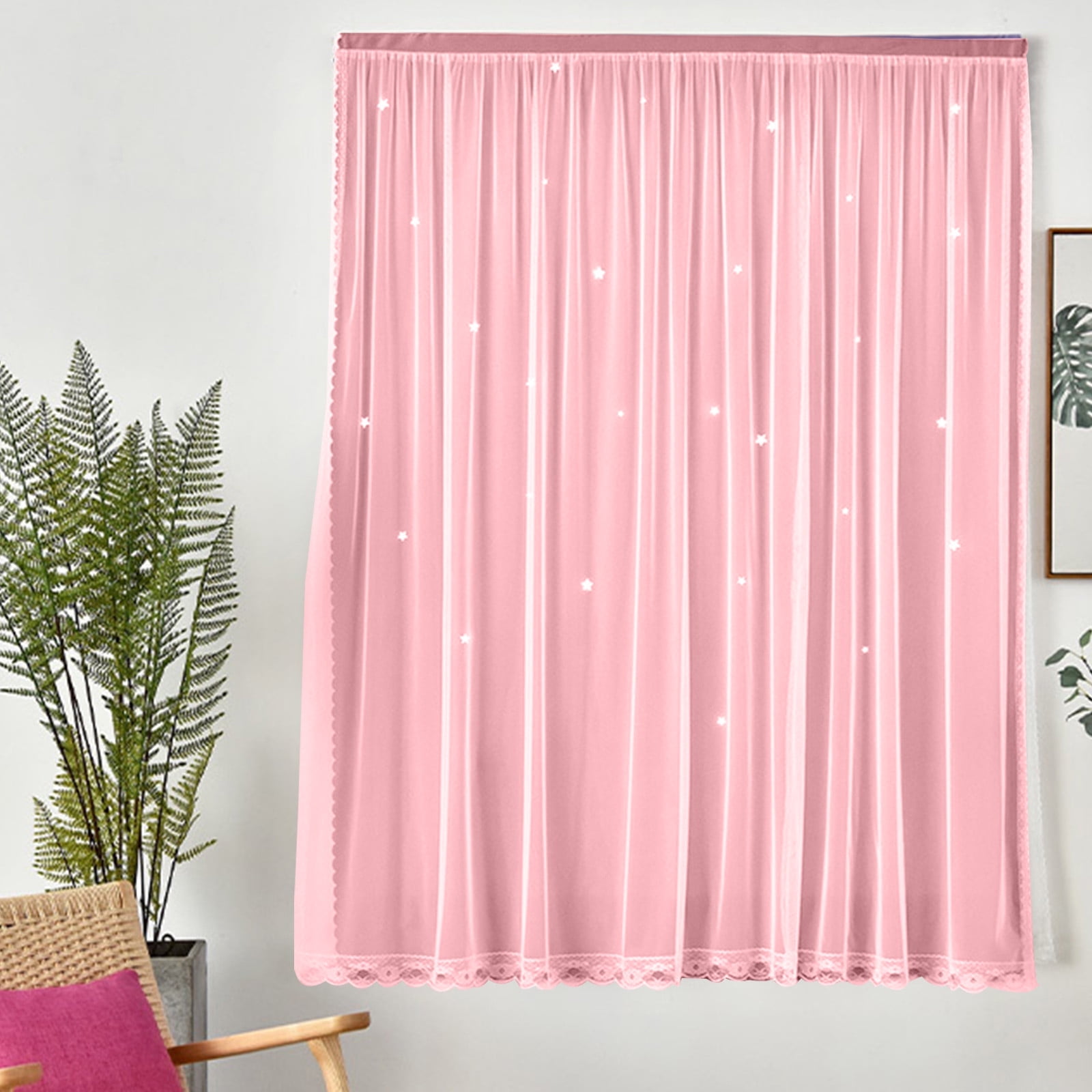 Blackout Curtains with Sheer Overlay Noise Reduction Panels for Bedroom and Living Room Light Blocking and Energy Saving, 59.05*39.37 inches, Set of 1
