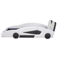 thumbnail image 6 of Bellemave Twin Size Race Car-Shaped Platform Bed with Wheels, Faux Leather Upholstered Boys Twin Race Car Bed,Twin Bed Frame with Slat Support（White), 6 of 8
