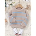 thumbnail image 3 of Suealasg Baby Girl Boy Sweater Long Sleeve Stripe Print Knit Pullover 6M 1T 2T 3T Toddler Girl Boy Fall Warm Loose Knitwear, 3 of 7