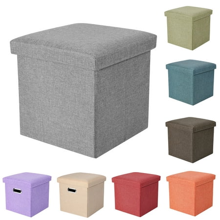 Folding Storage Ottoman Cube Space-Saving Storage Toy Box Foot Rest Stool Seat 11.8"