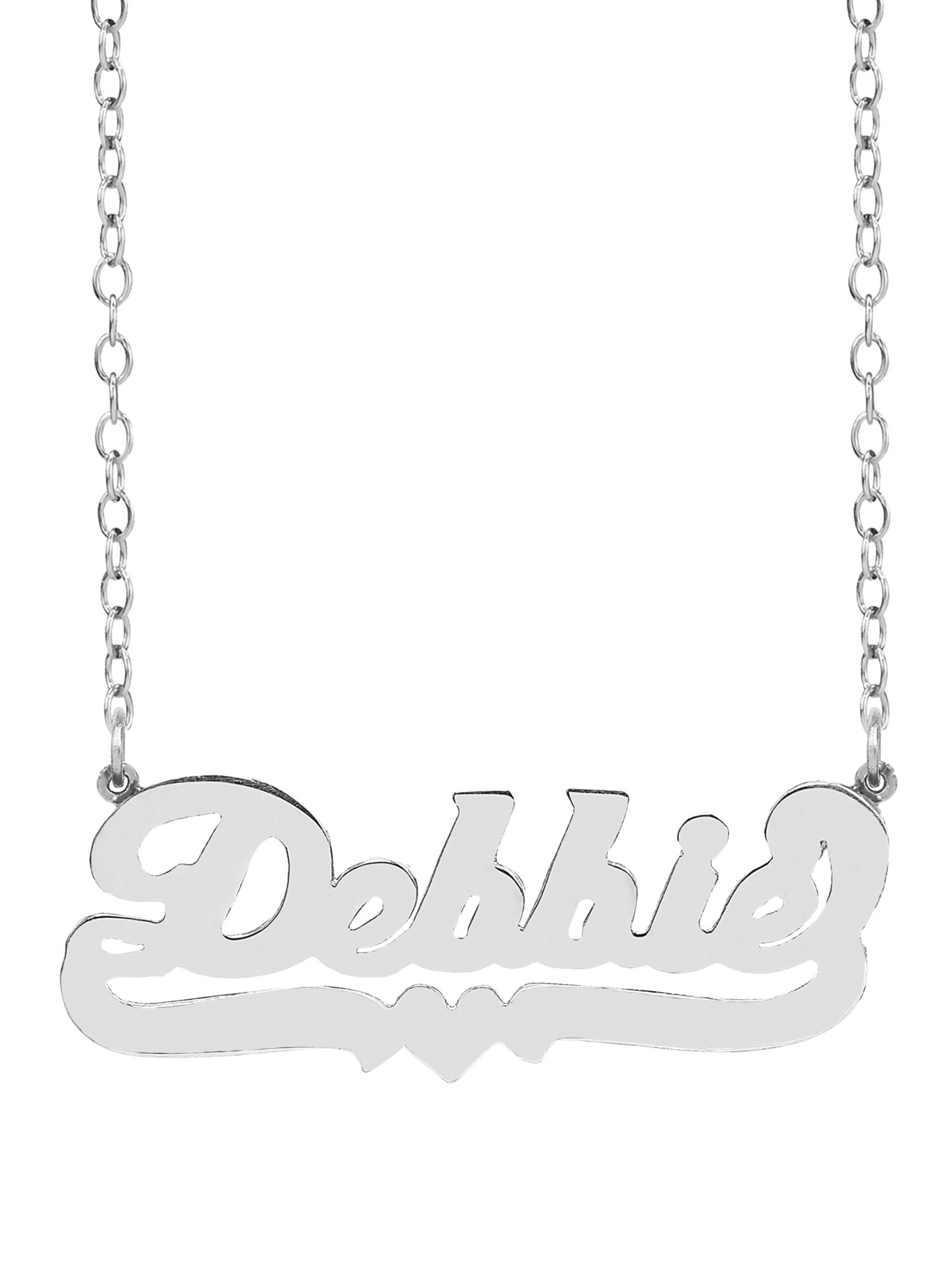 Personalized Name Necklace With Tail and Heart