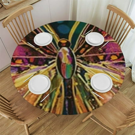 

Sheronv Butterfly Wings Hologram Round Tablecloth 100% Polyester Fiber Stain-Resistant Washable for Indoor Outdoor Restaurants Weddings Parties Home Kitchen Waterproof 54 -58