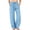 Light Blue #068, variant on Womens Casual Linen High Waist Pants Drawstring Loose Fit Summer Pants Trousers with Side Pockets Red S