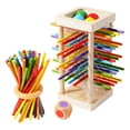 thumbnail image 6 of Wooden Board Games with Colorful Sticks Balls & Dice, Montessori Toys for Fine Motor Skills, Math Counting Educational Toys for 3-6 Years Old, Family Travel Operation Game, Tetragonal Prism Design, 6 of 8