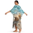 thumbnail image 4 of Xoenoiee Beach Starfish Seashell Conch Pattern Kaftan Dresses for Women V Neck Summer Swimsuit Cover up Batwing Sleeve Caftan Maxi Beach Dresses Boho Moomoo Dresses, 4 of 7