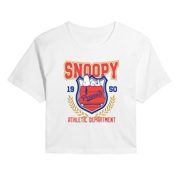 Peanuts - Snoopy Athletic Dept - Juniors Cropped Graphic T-Shirt