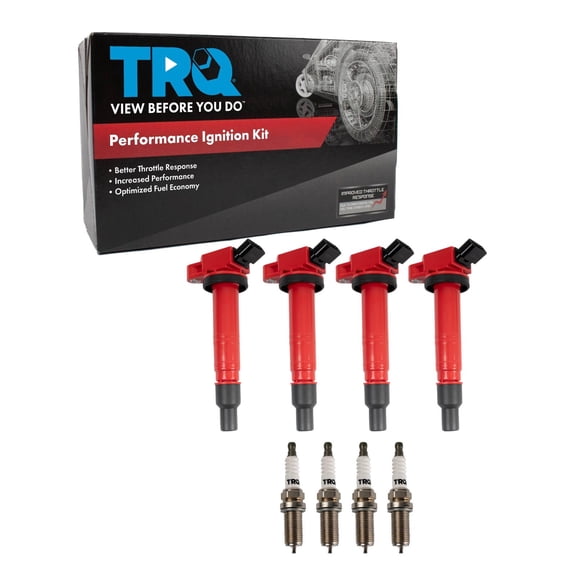TRQ Ignition Coil and Spark Plug Kit 8 Piece Iridium Spark Plugs Fits 2006-2011 Toyota Camry 2007-2008 Solara 2009-2010 Corolla 2009-2012 Matrix 2010-2012 Scion xB