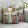 thumbnail image 2 of Nawypu  Easter Pillow Cover Striped Cross He is Risen Decorations Holiday Farmhouse Spring Pillow Case for Home Sofa Couch Decor  2pc, 2 of 6