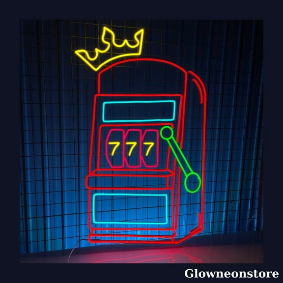 Glowneon Game Machine Neon Sign, 777 Slot Machine Led Sign, Arcade Machine Sign, Casino LED Decor