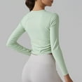 thumbnail image 6 of Diufon Womens Yoga Tops Fall Casual Solid Color Crop Tops Round Neck Long Sleeve Blouses, 6 of 7