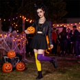 thumbnail image 5 of Halloween Thigh High Socks for Women Over Knee Socks Long Color Block Stockings (K), 5 of 7