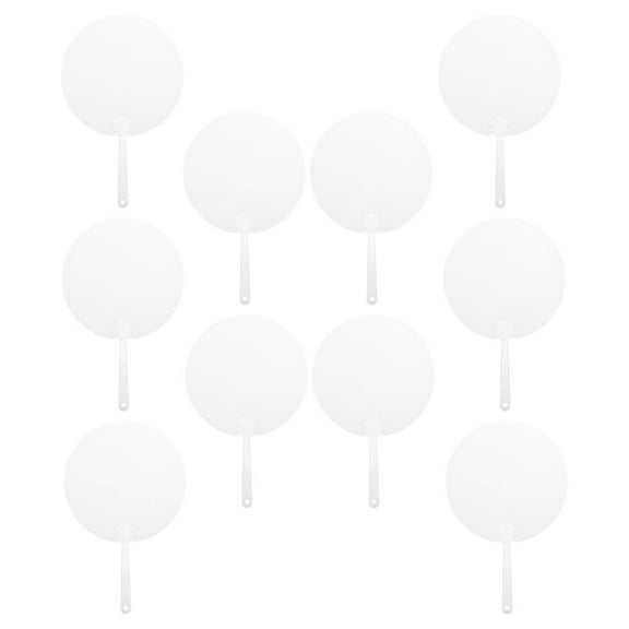 BESTONZON 10Pcs Lightweight Transparent Round Hand Fans Blank for Painting and Performance