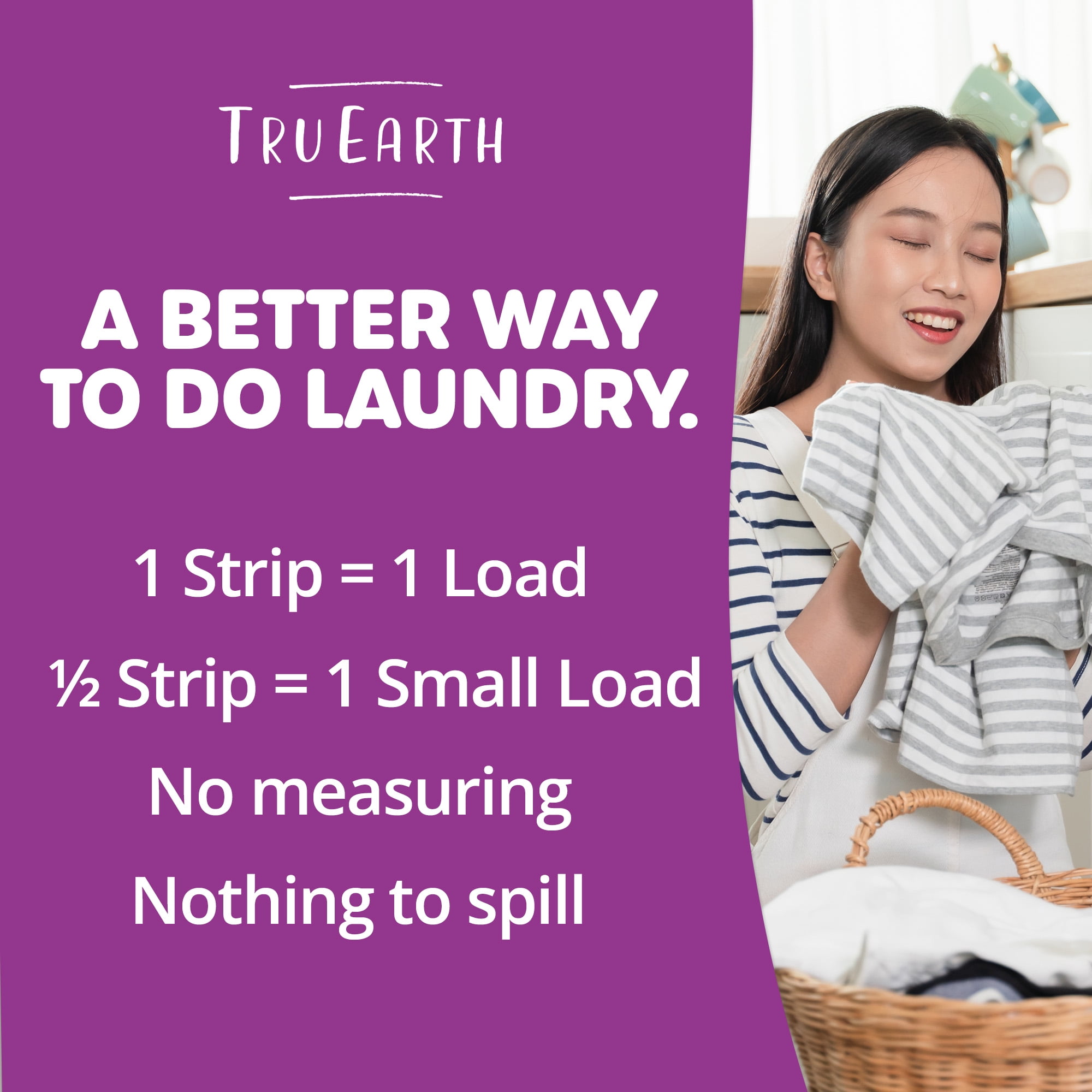 Tru Earth Eco-Strips Laundry Sheets - Lilac Breeze - Up to 768 Loads (384 Sheets) - Laundry Detergent Sheets